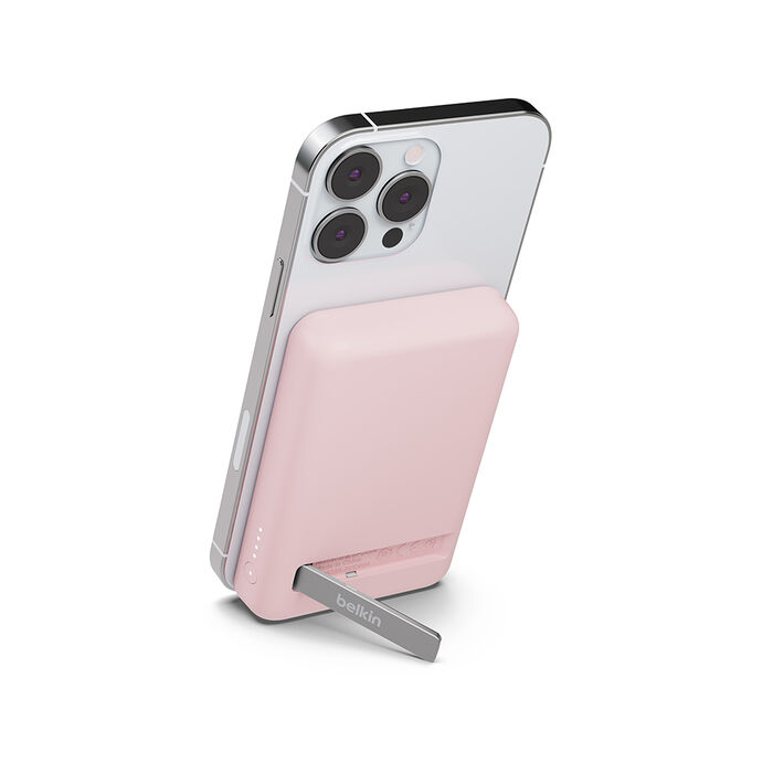 Magnetic Wireless Power Bank 5K + Stand, Blush Pink, hi-res