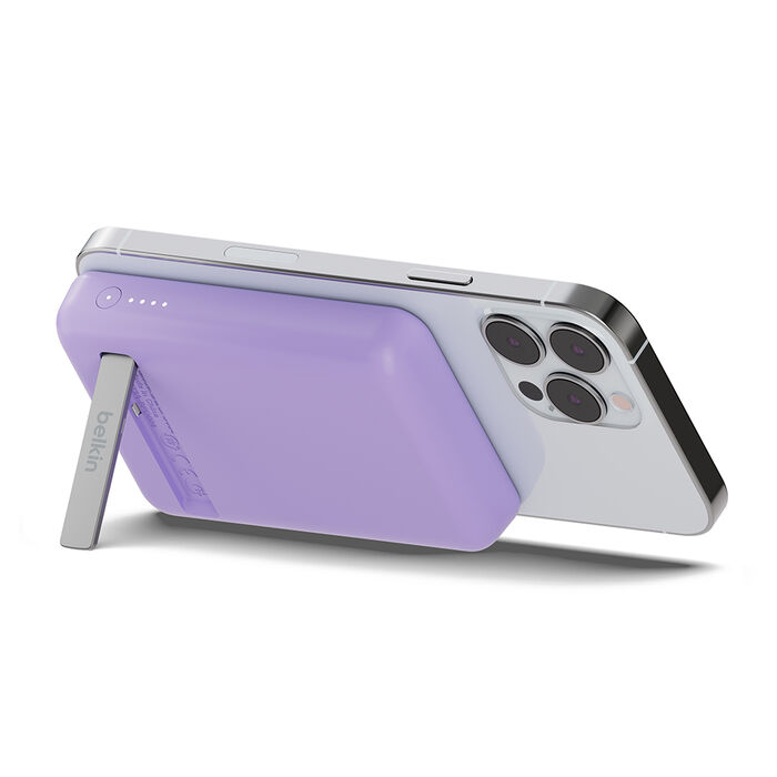 Magnetic Wireless Power Bank 5K + Stand, Lavender Purple, hi-res