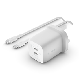 Doppio caricabatteria da parete GaN USB-C&reg; con PPS da 65 W + cavo da USB-C a USB-C