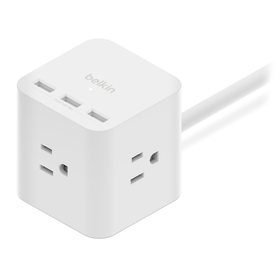 3-Outlet Power Cube with 5-Foot Cord and USB-A Ports