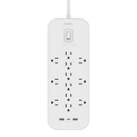 12 Outlet Surge Protector + USB-C and USB-A ports