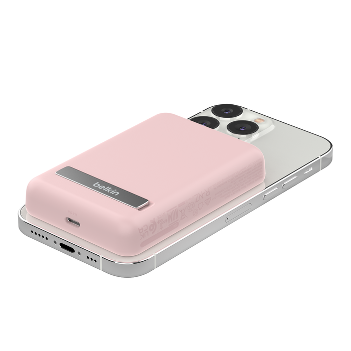 Magnetic Wireless Power Bank 5K + Stand, Blush Pink, hi-res