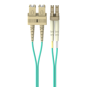 Fiber Optic Cable: 10Gb Aqua Multimode LC/SC Duplex, 50/125 OM3